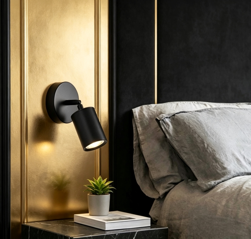 E27 Surface Mouned Reading Wall Lamp Adjustable Bedside Wall Light-Black