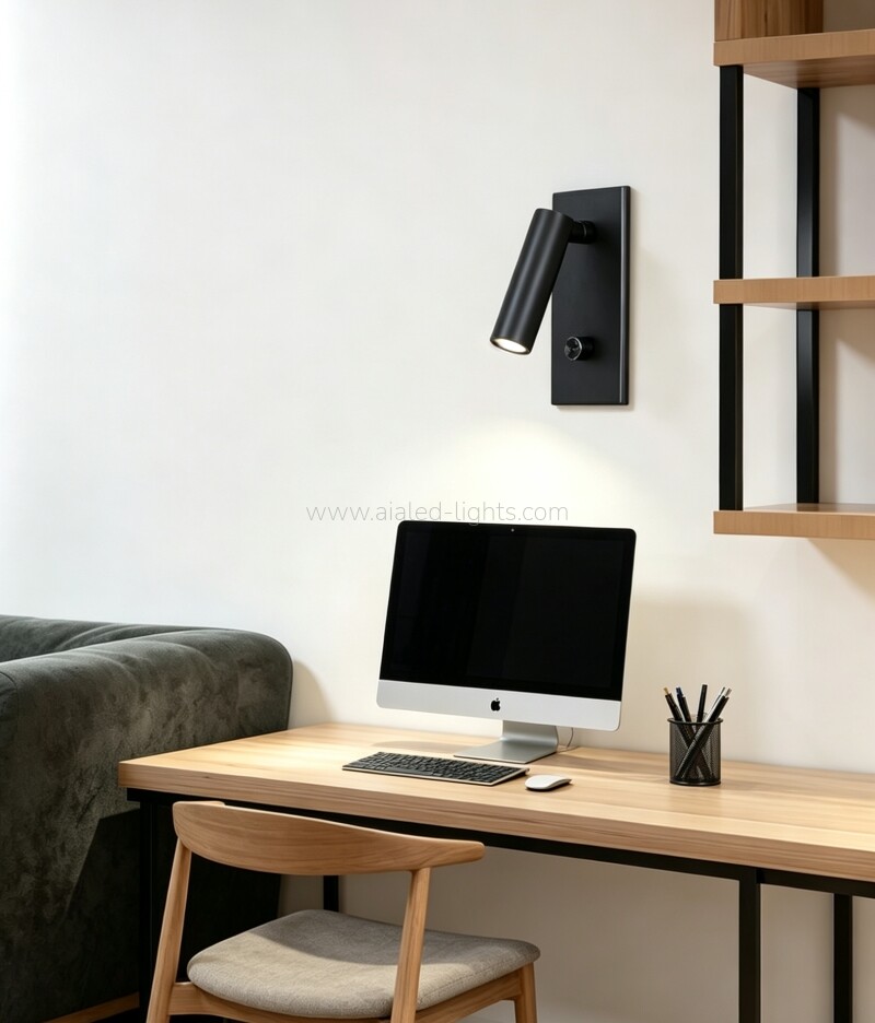 Adjustable Angle Bedside Sconce with Dimmable Knob Switch