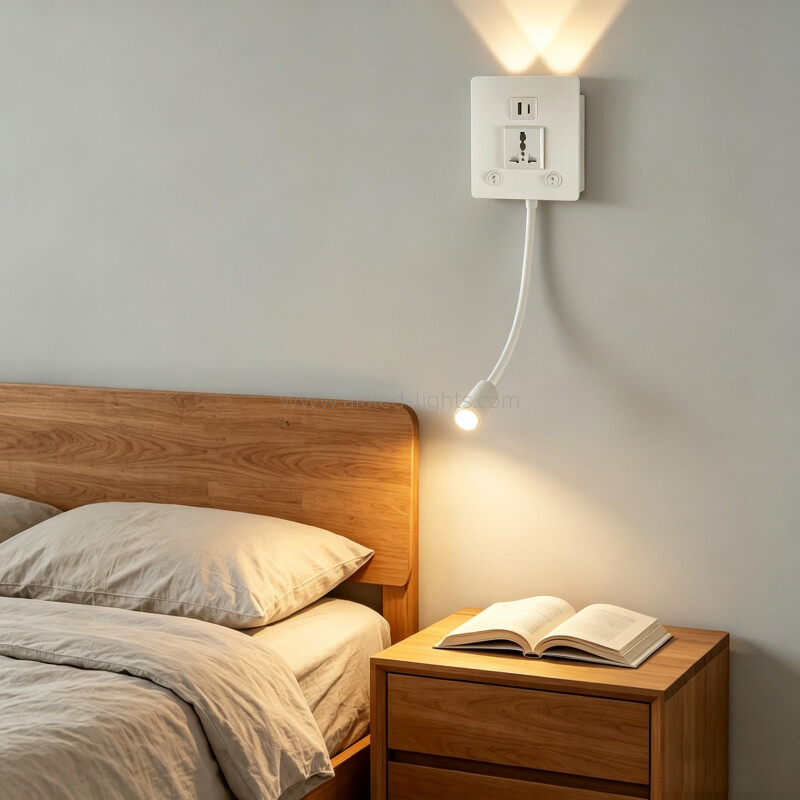 Headboard Wall Light with USB type-C Socket with flexible pipe
