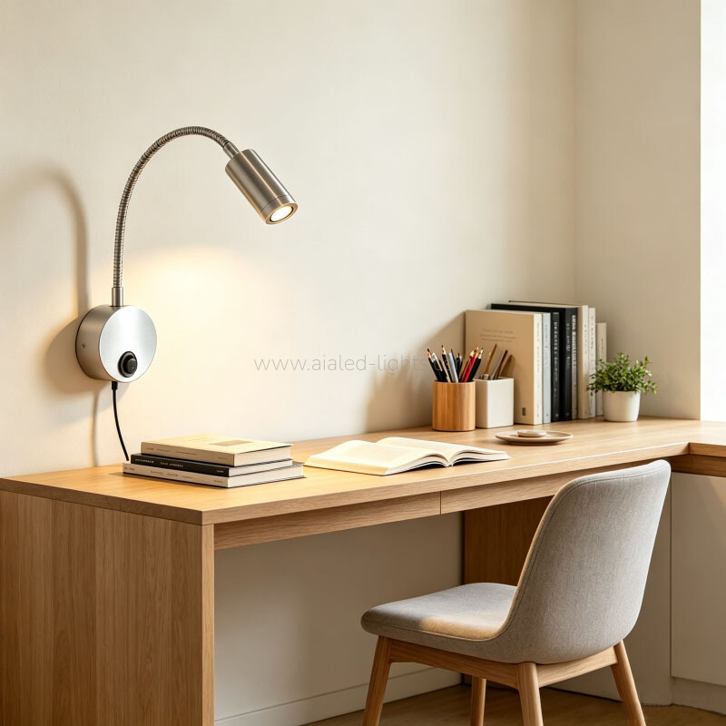 Type-C Bedside Wall Lamp 3W Gooseneck Flexible Adjustable Reading Wall Light