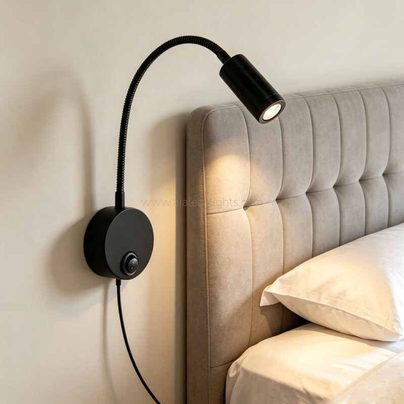 Type-C Bedside Wall Lamp 3W Gooseneck Flexible Adjustable Reading Wall Light