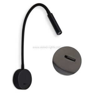 round base reading wall lamp 1w spotlight with gooseneck arm and switch