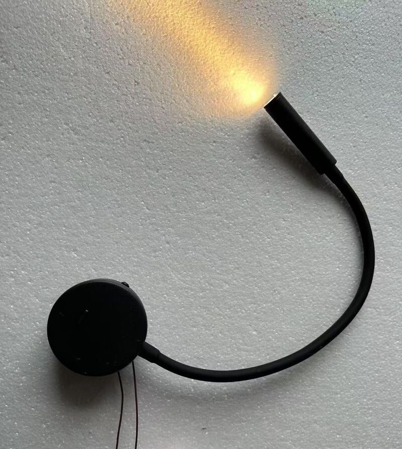 round base reading wall lamp 1w spotlight with gooseneck arm and switch