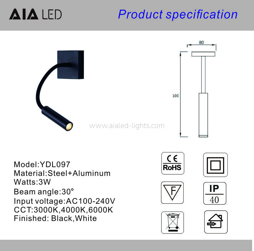 Reading Wall Lamp 3W Spotlight
