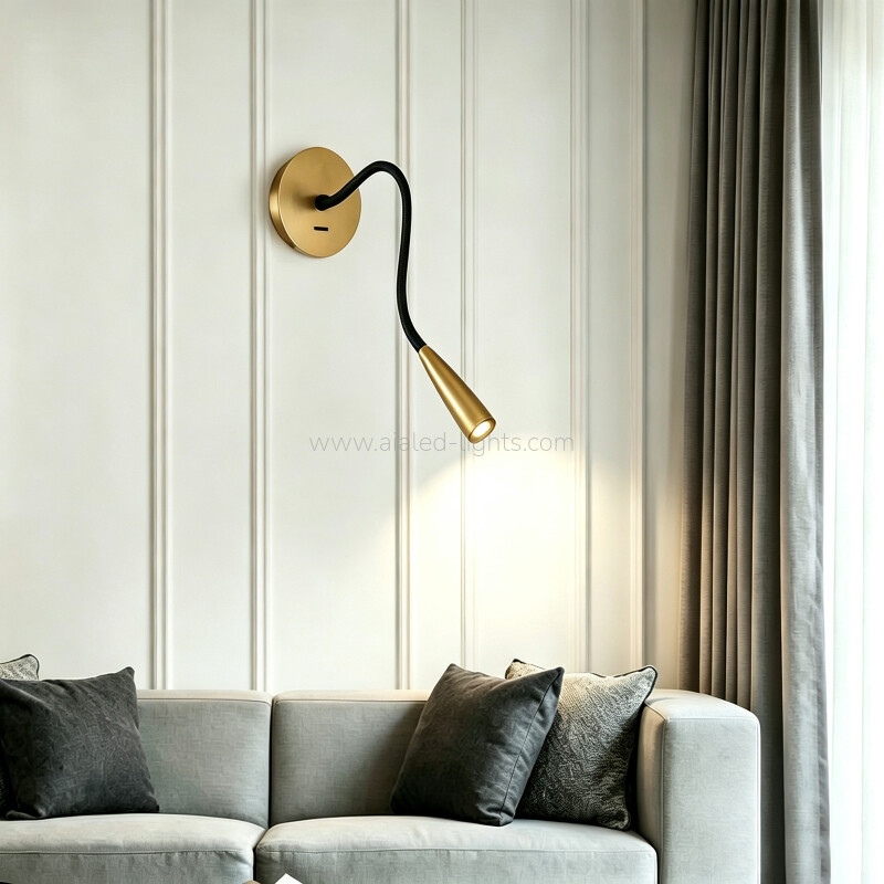 Wall Mounted Reading Wall Lamp 3W Gooseneck Flexible Bedside Wall Light