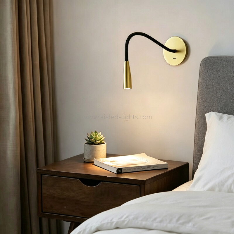 Wall Mounted Reading Wall Lamp 3W Gooseneck Flexible Bedside Wall Light