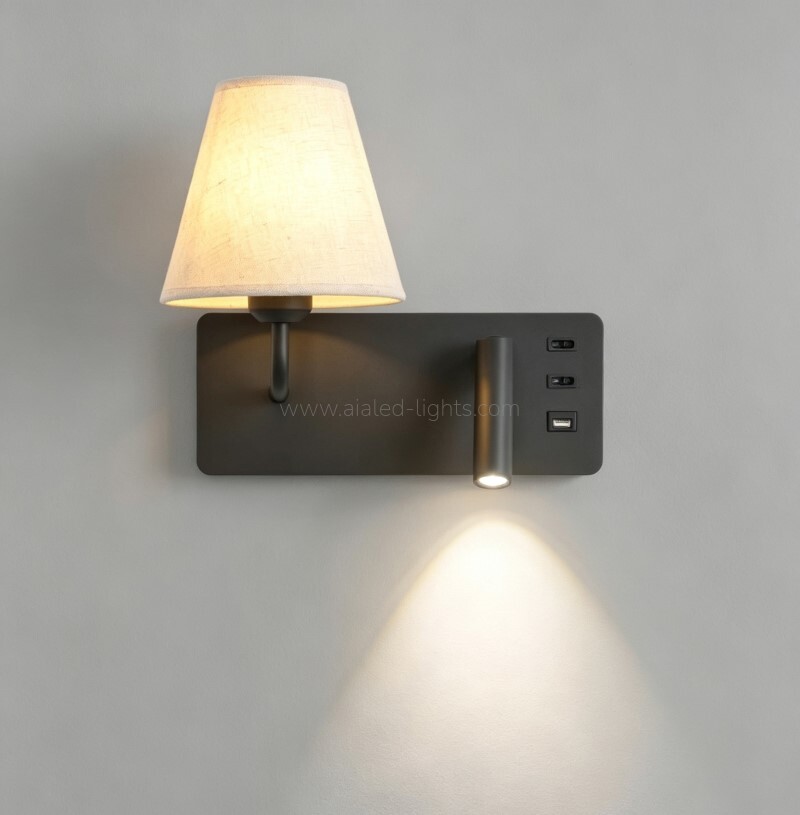 Wall Mounted 3W Spotlight Fabric E27 Shade Bedside Wall Lamp