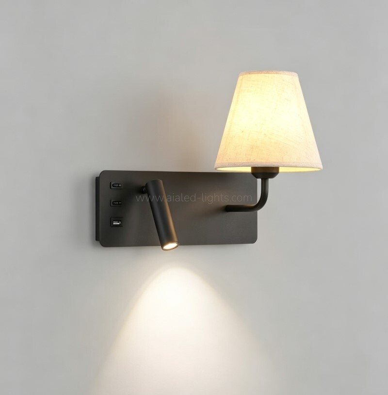 Wall Mounted 3W Spotlight Fabric E27 Shade Bedside Wall Lamp