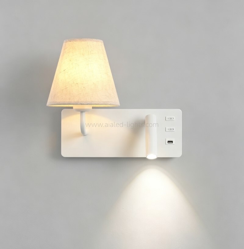 Wall Mounted 3W Spotlight Fabric E27 Shade Bedside Wall Lamp