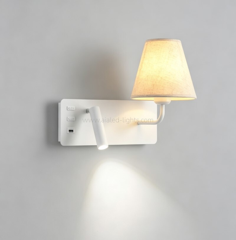 Wall Mounted 3W Spotlight Fabric E27 Shade Bedside Wall Lamp