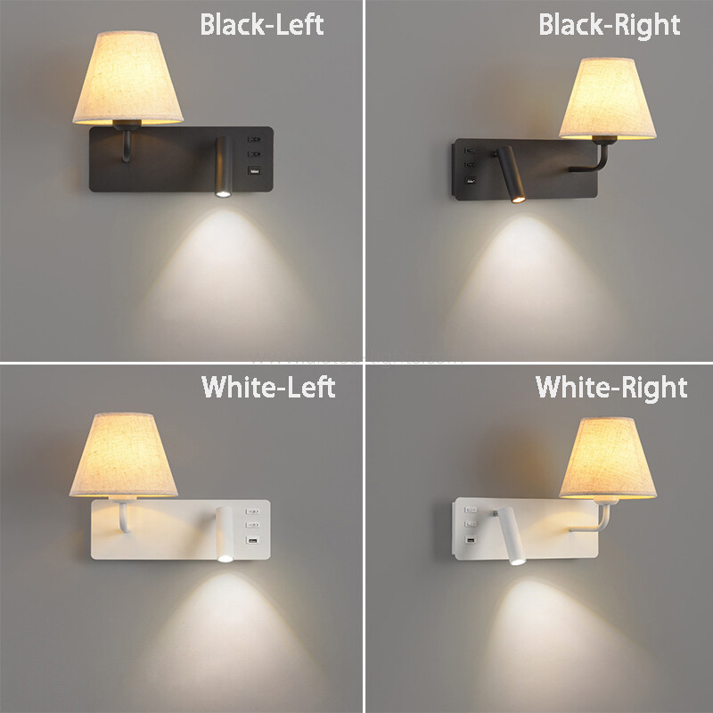 Wall Mounted 3W Spotlight Fabric E27 Shade Bedside Wall Lamp