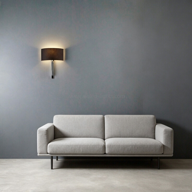 Surface Mounted E27 8W Semicircle Fabric Shade Bedside Wall Lamp for Resort Surface Mounted E27 8W Semicircle Fabric Shade Bedside Wall Lamp for Resort