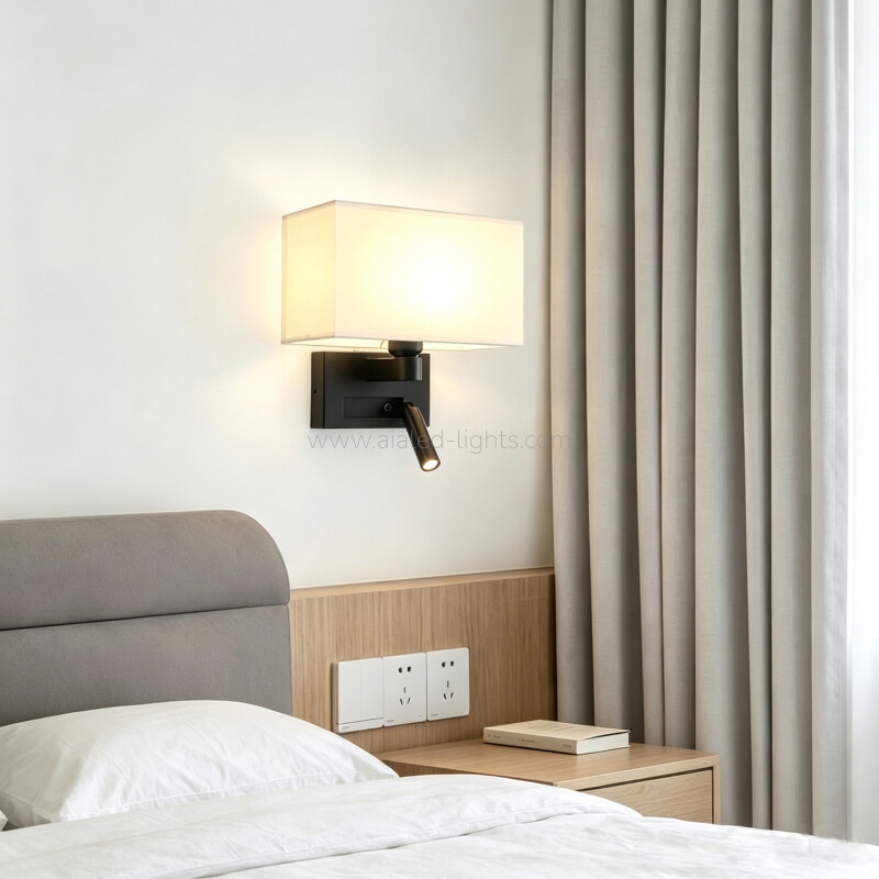 Surface 3W Spotlight Fabric E27 Shade Bedside Reading Wall Light