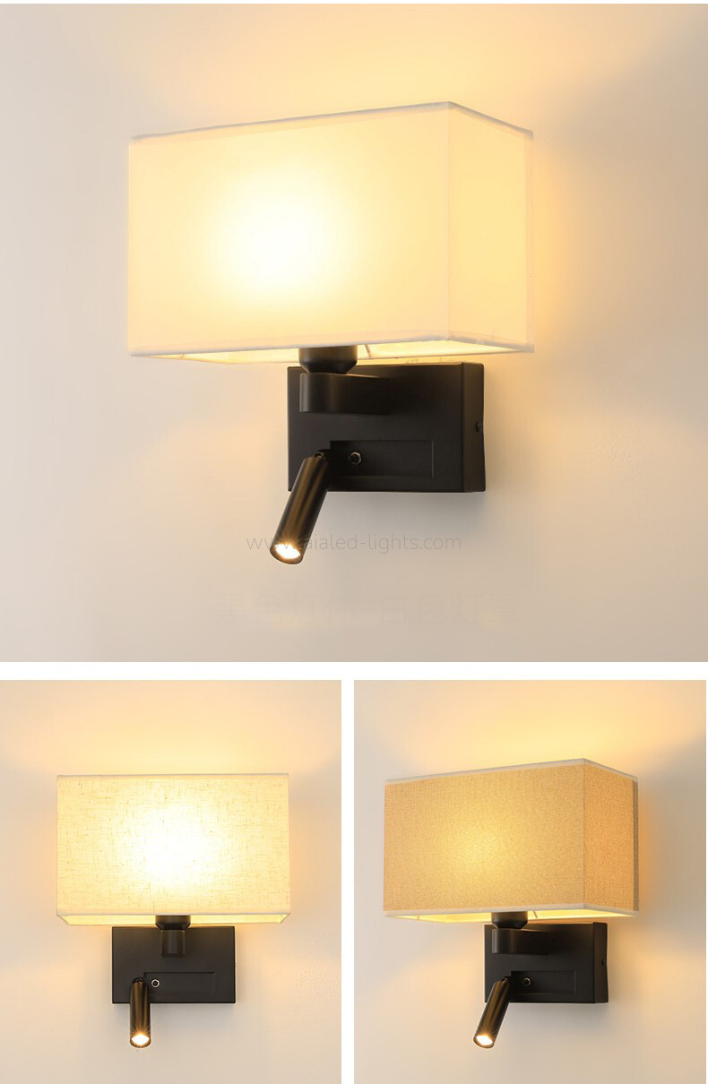 Surface 3W Spotlight Fabric E27 Shade Bedside Reading Wall Light
