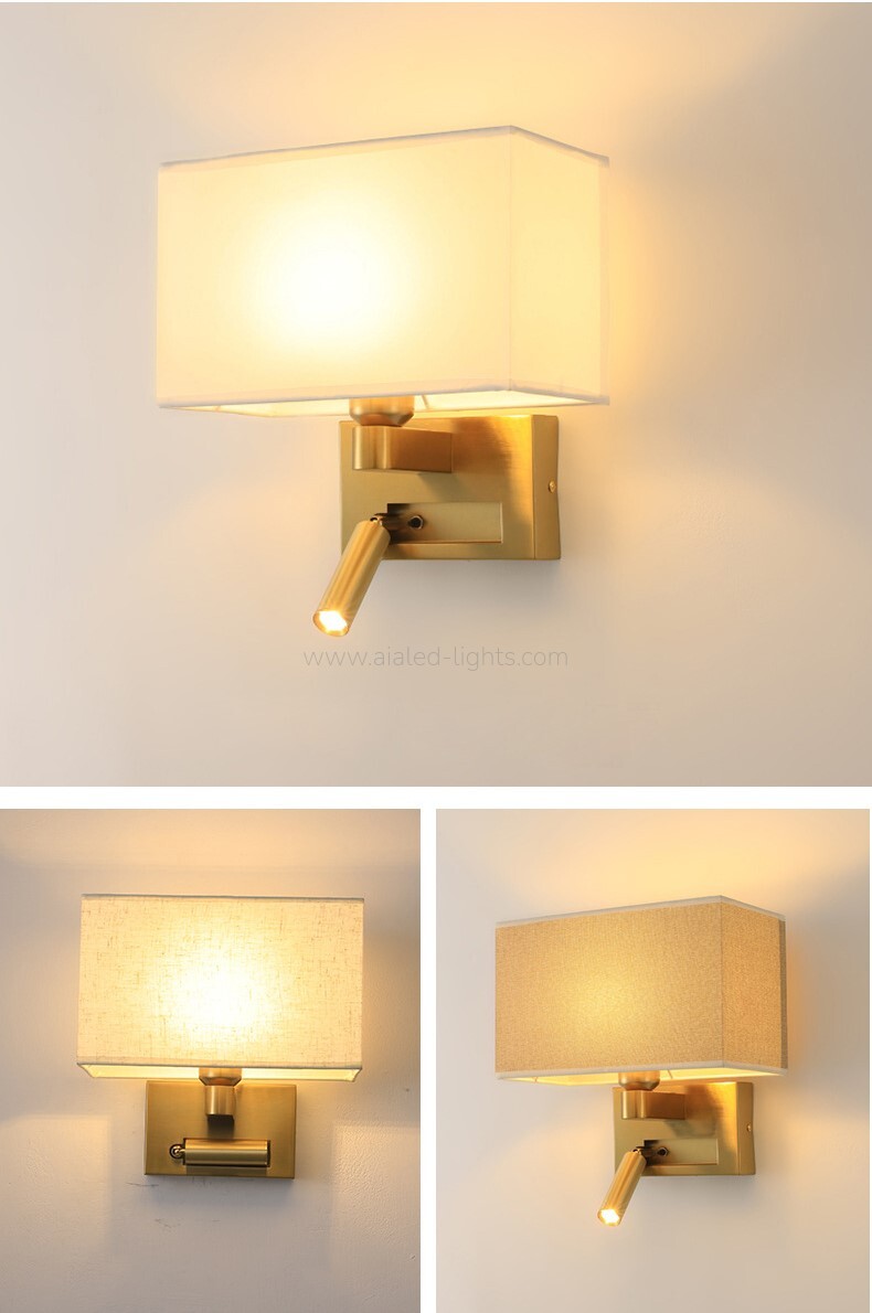 Surface 3W Spotlight Fabric E27 Shade Bedside Reading Wall Light