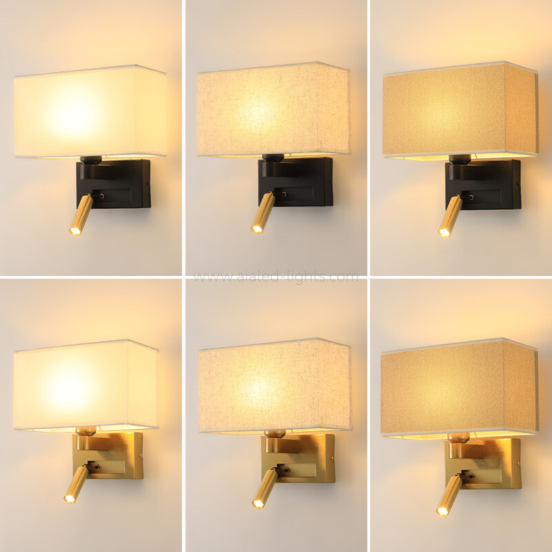 Surface 3W Spotlight Fabric E27 Shade Bedside Reading Wall Light