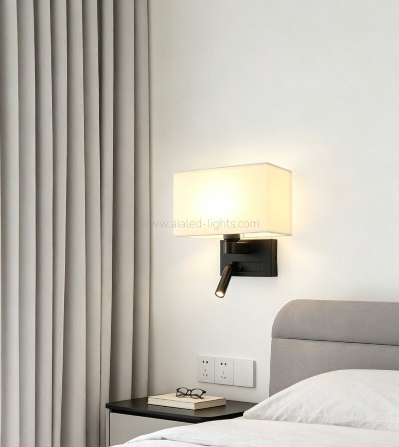 Surface 3W Spotlight Fabric E27 Shade Bedside Reading Wall Light