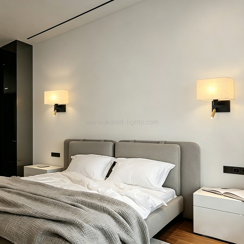 Surface 3W Spotlight Fabric E27 Shade Bedside Reading Wall Light