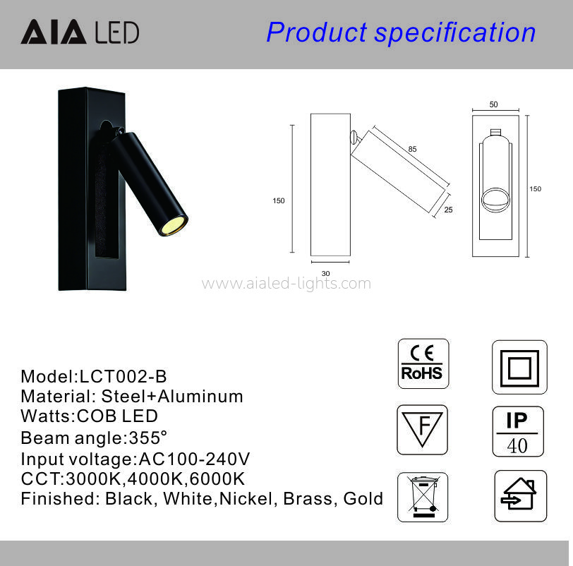 Wall Moounted Bed Wall Light Reading Wall Lamp for bedroom