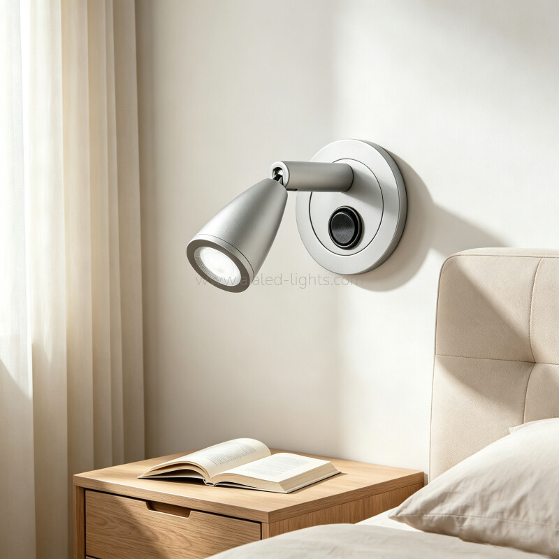 Circular 3W Flexible Reading Wall Lamp Bedside Headboard Wall Light