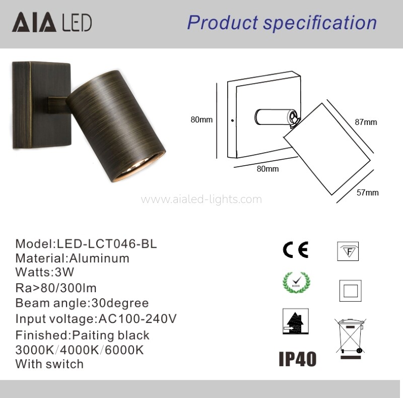 GU10/E27 Spotlight Square 5W Flexible Wall Lamp Bed Reading Wall Light