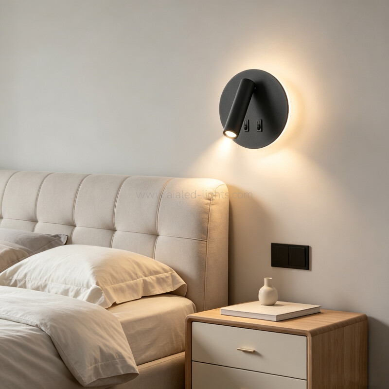 3w+6w reading wall spotlight hotel bedside wall lamp with backlight
