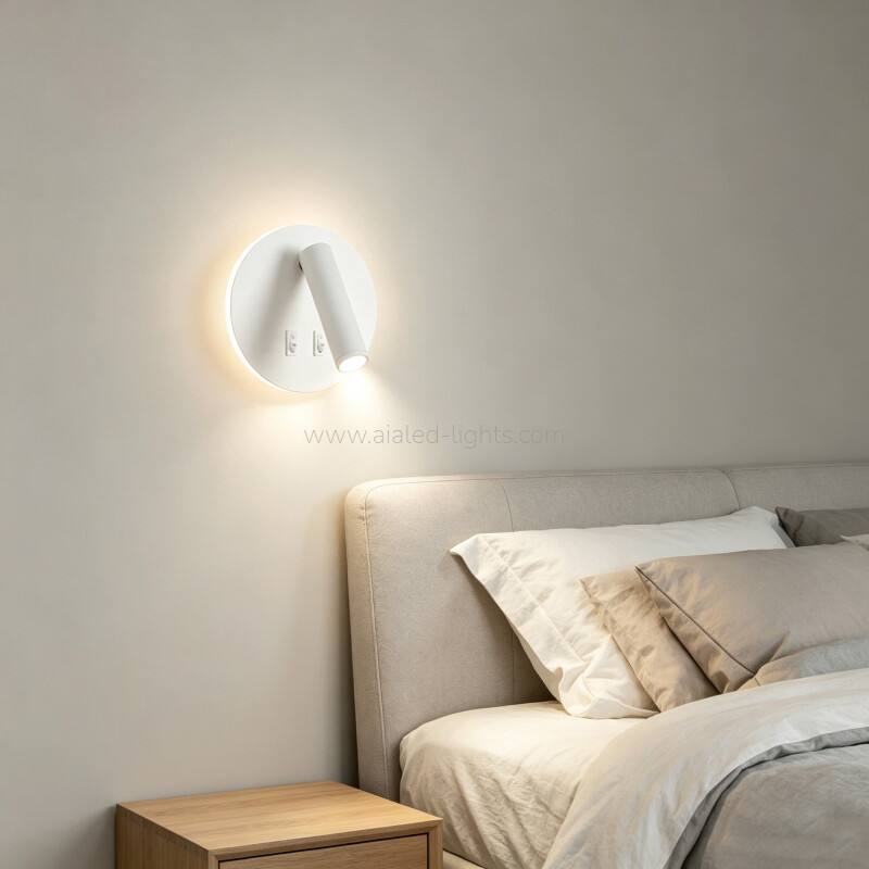 3W+6W Reading Wall SpotLight Hotel Bedside Wall Lamp with Backlight