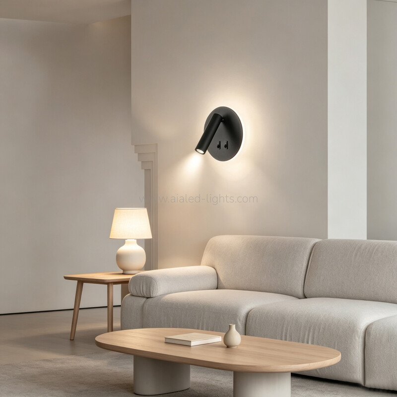 3W+6W Reading Wall SpotLight Hotel Bedside Wall Lamp with Backlight