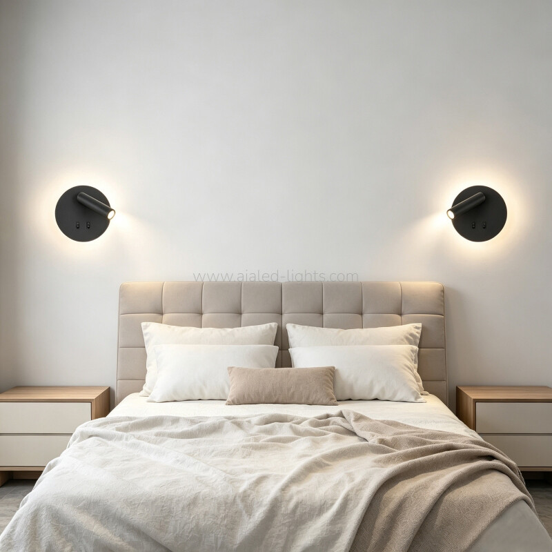 3W+6W Reading Wall SpotLight Hotel Bedside Wall Lamp with Backlight