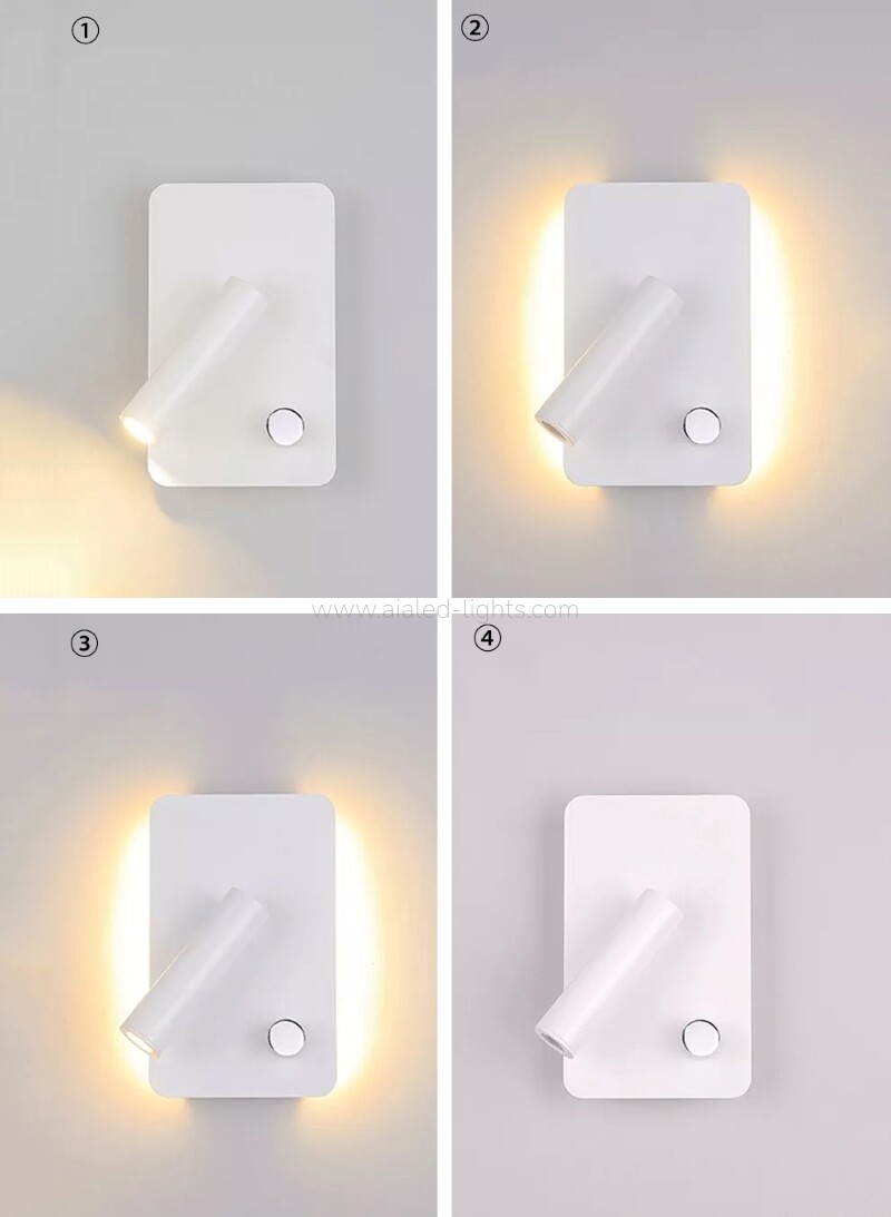 3W Wall Lamp Headboard Reading Wall Light Swtich Dimmable