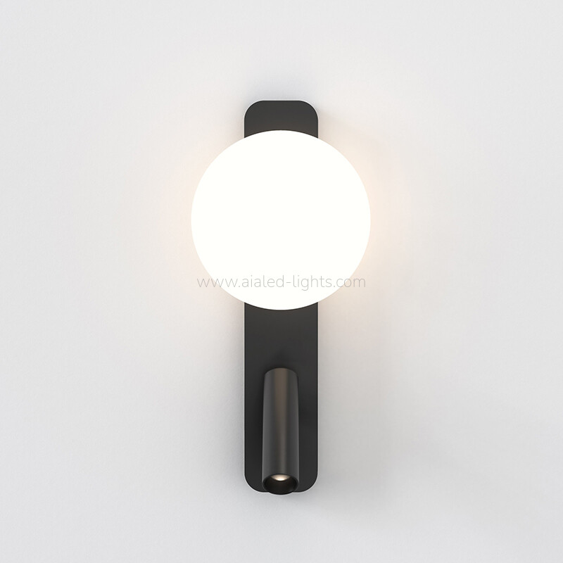 Glass Ball Wall Mounted 3W Flexible Spotlight Bedside Headboard Reading Lamp