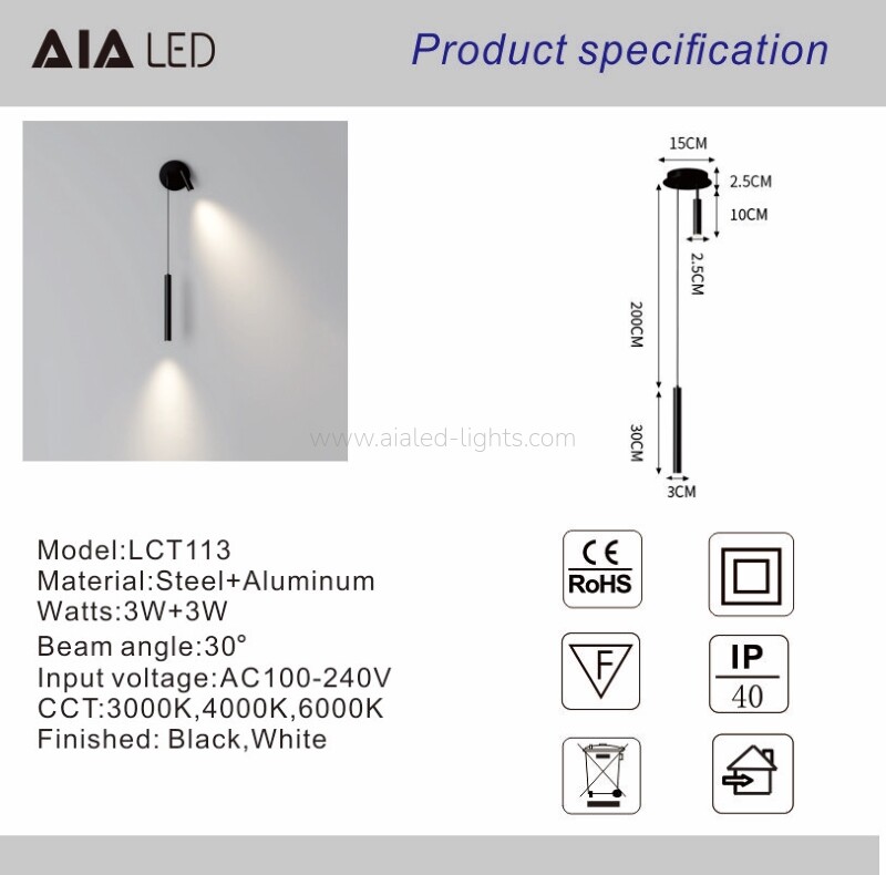 3W Reading Wall Light 3W LED Pendant Light Wall Mounted