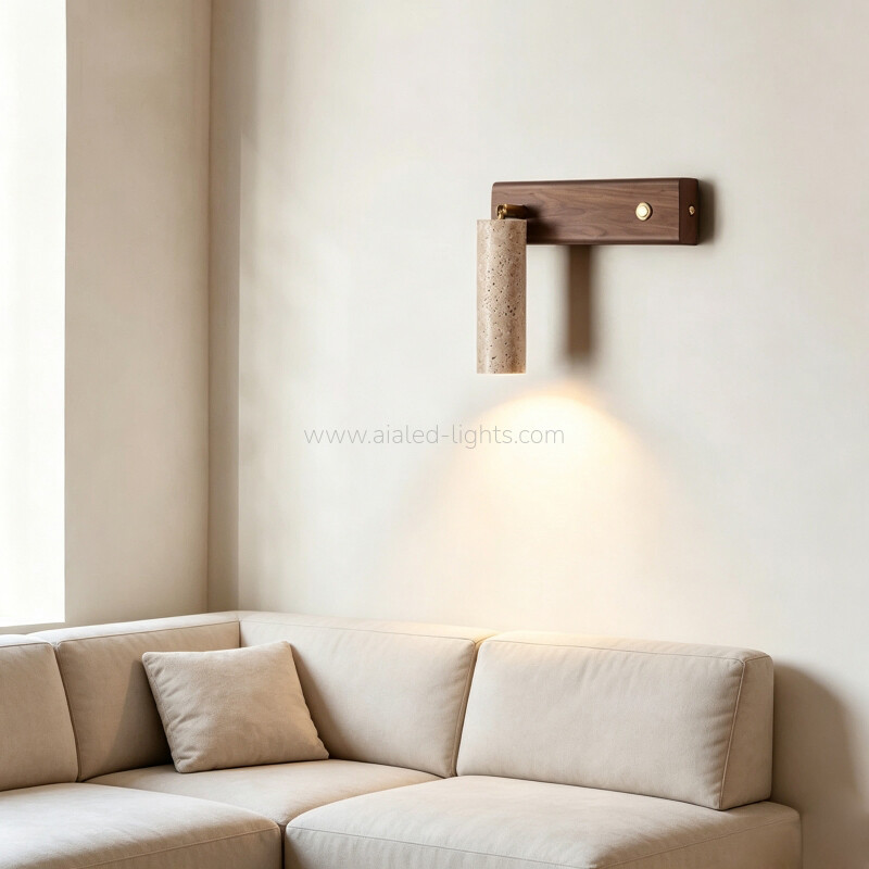 Travertine Wooden 3W bedside wall lamp reading Adjustable head wall light Travertine Wooden 3W bedside wall lamp reading Adjustable head wall light