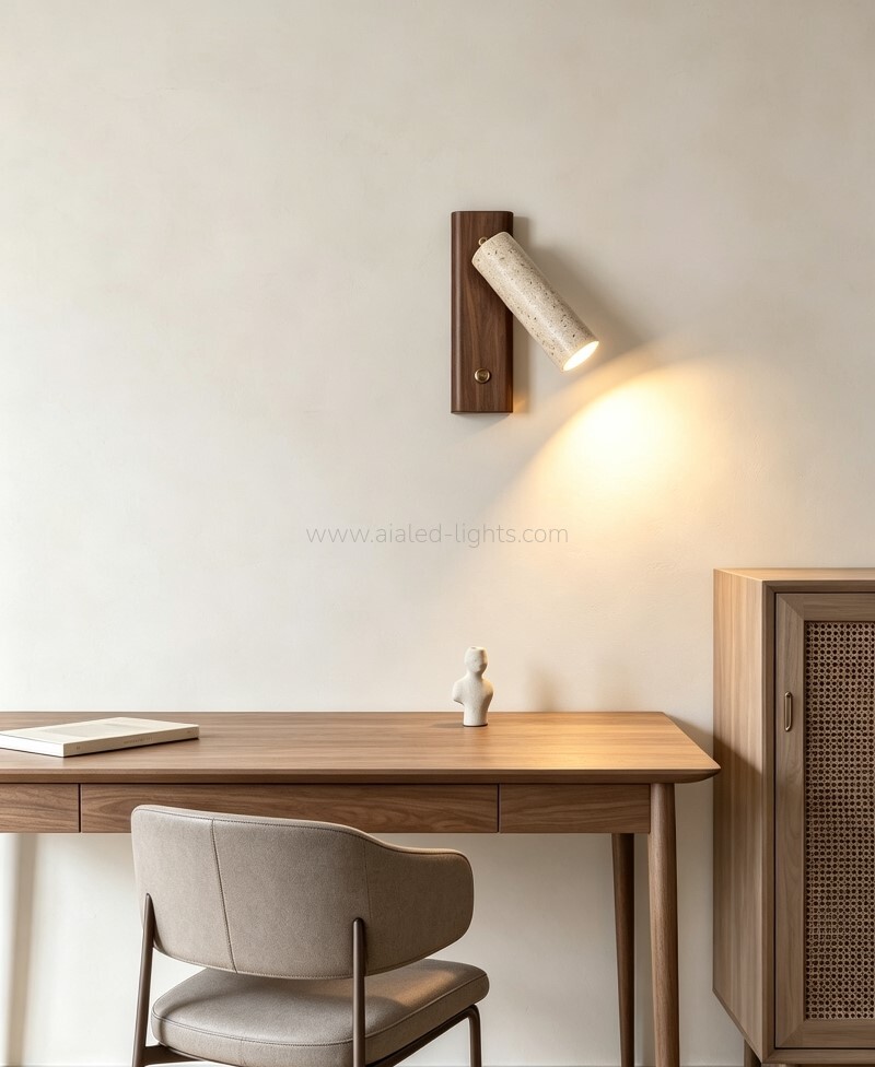 Travertine Wooden 3W bedside wall lamp reading Adjustable head wall light Travertine Wooden 3W bedside wall lamp reading Adjustable head wall light