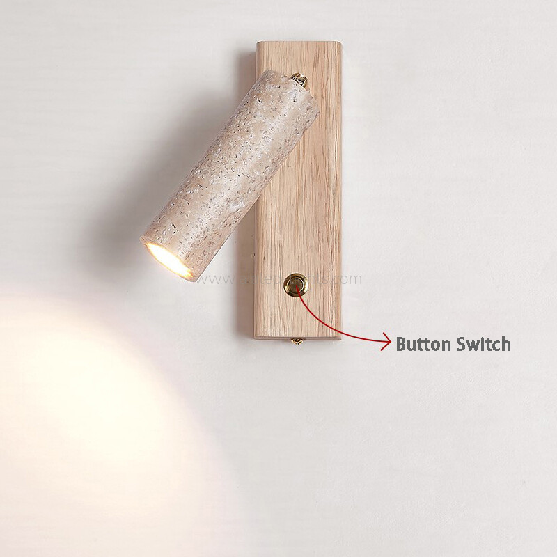Travertine Wooden 3W bedside wall lamp reading Adjustable head wall light Travertine Wooden 3W bedside wall lamp reading Adjustable head wall light