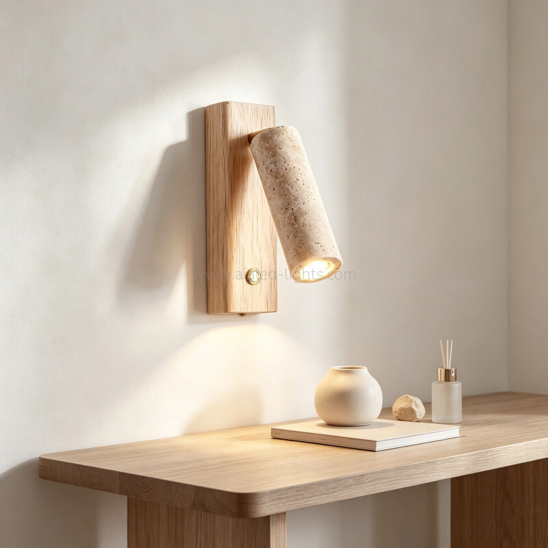 Travertine Wooden 3W bedside wall lamp reading Adjustable head wall light Travertine Wooden 3W bedside wall lamp reading Adjustable head wall light