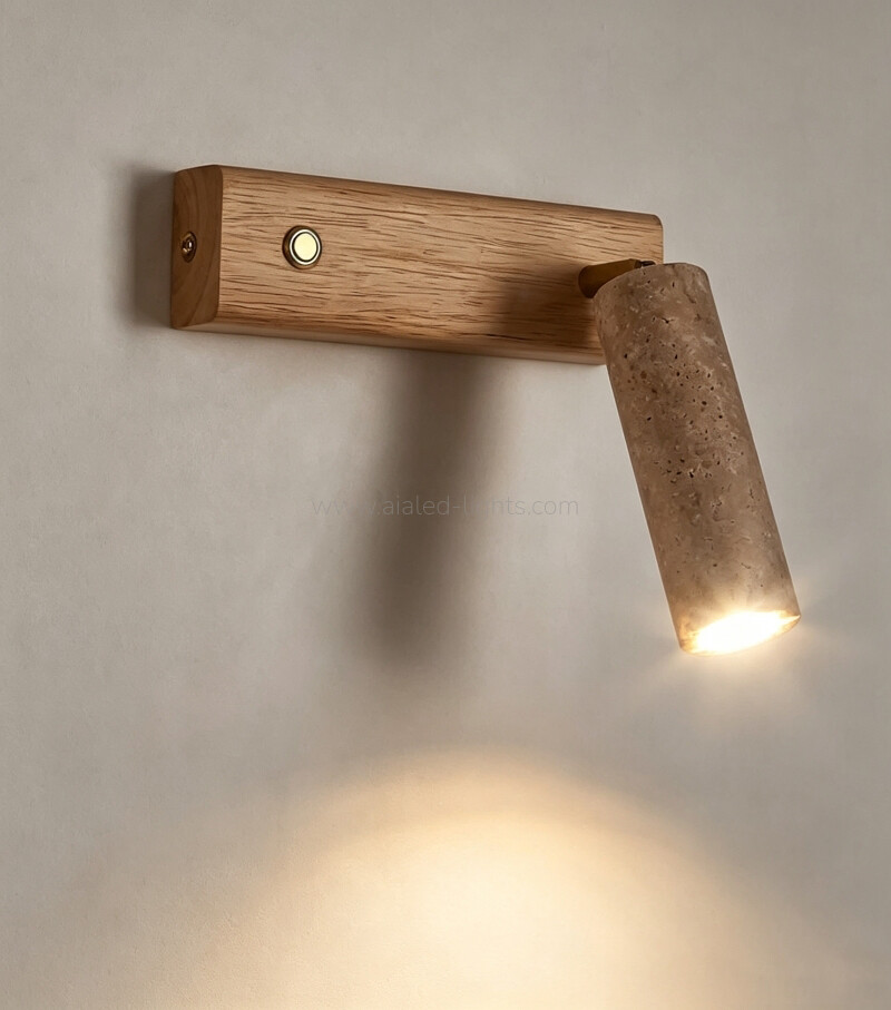 Travertine Wooden 3W bedside wall lamp reading Adjustable head wall light Travertine Wooden 3W bedside wall lamp reading Adjustable head wall light