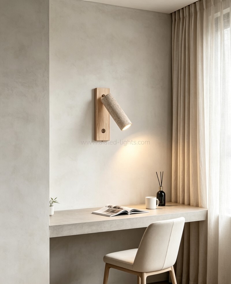 Travertine Wooden 3W bedside wall lamp reading Adjustable head wall light Travertine Wooden 3W bedside wall lamp reading Adjustable head wall light