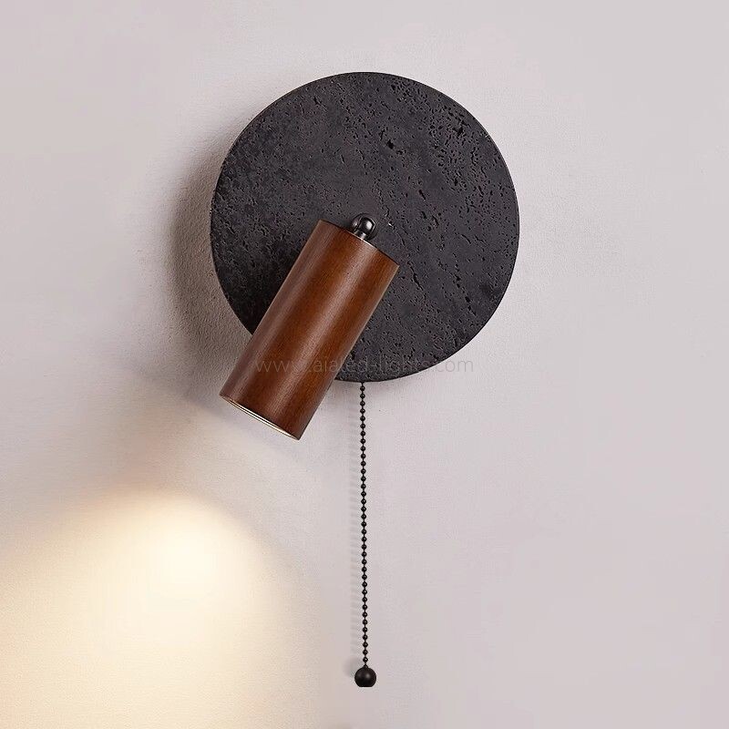 Travertine Wooden 3W Adjustable Bedside Reading wall light with Pull Chain switch travertine wooden 3w bedside wall lamp reading adjustable head wall light (复制)