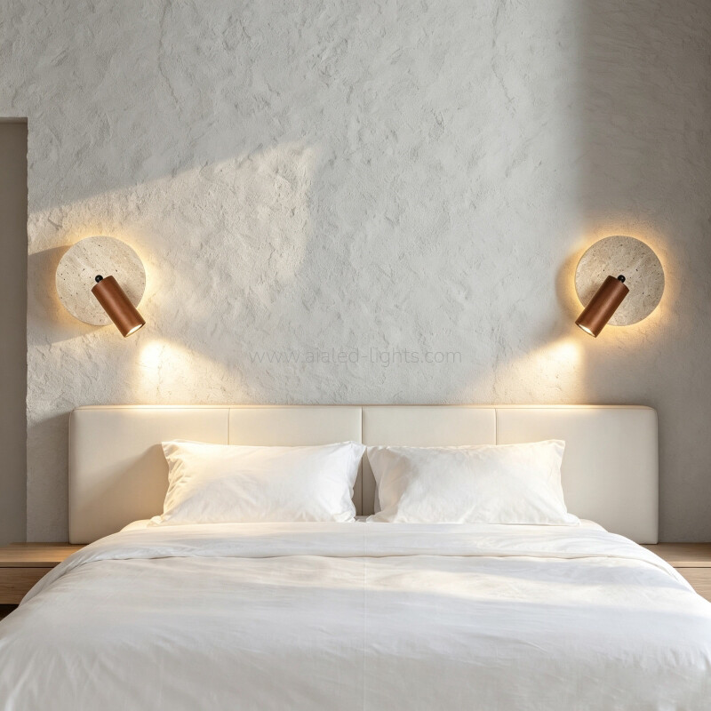 Travertine Wooden 3W Adjustable Bedside Reading wall light with Pull Chain switch travertine wooden 3w bedside wall lamp reading adjustable head wall light (复制)