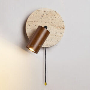 travertine wooden 3w bedside wall lamp reading adjustable head wall light (复制)