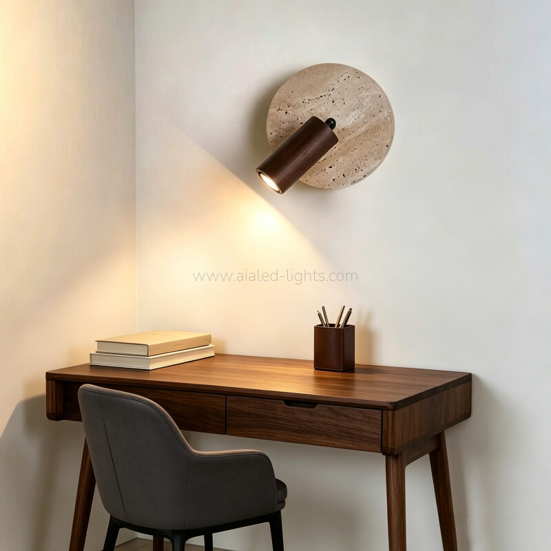 Travertine Wooden 3W Adjustable Bedside Reading wall light with Pull Chain switch travertine wooden 3w bedside wall lamp reading adjustable head wall light (复制)
