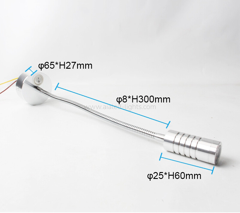 Gooseneck Wall Mount Hotel Wall Lamp 3W Flexible Spotlight Reading Light