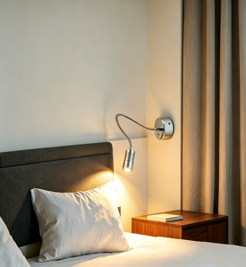 Gooseneck Wall Mount Hotel Wall Lamp 3W Flexible Spotlight Reading Light