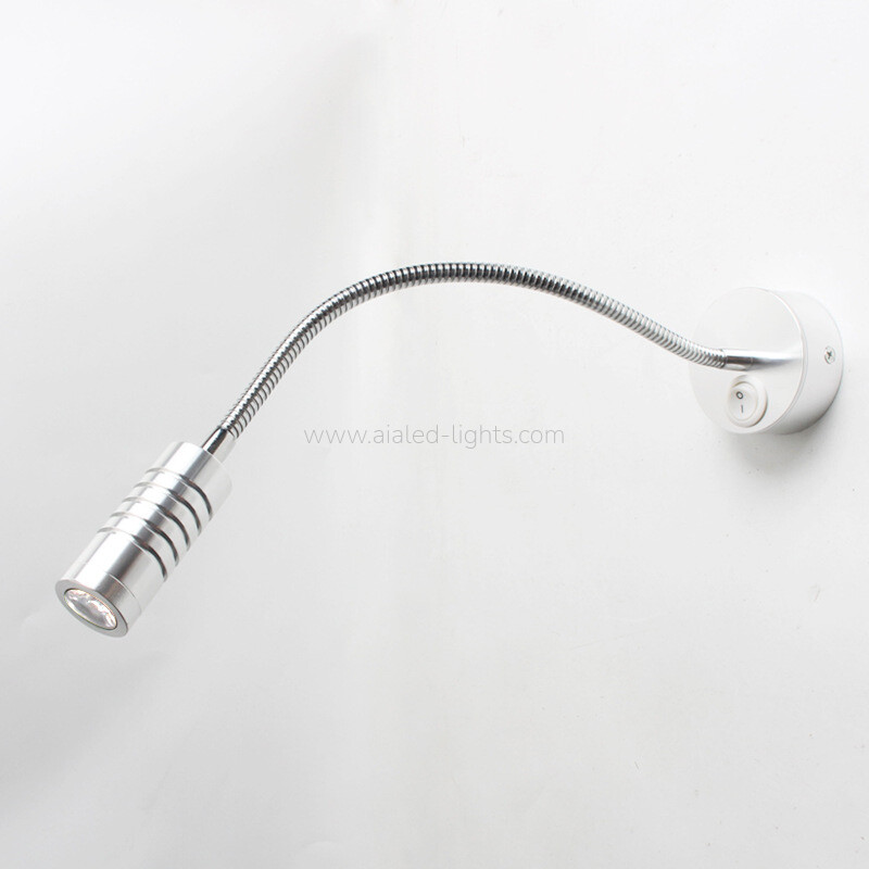 Gooseneck Wall Mount Hotel Wall Lamp 3W Flexible Spotlight Reading Light