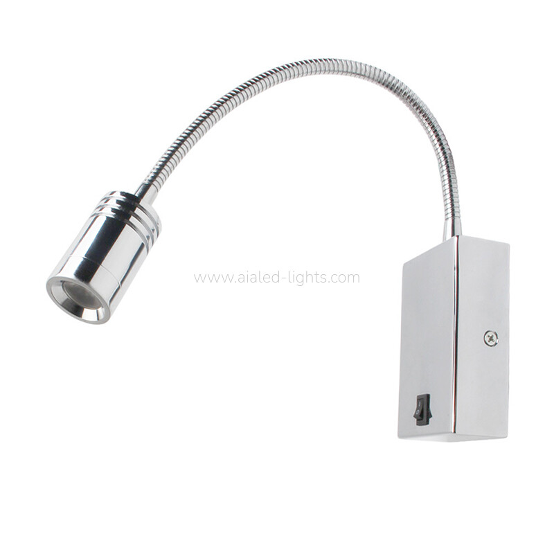 Gooseneck Square Base Hotel Wall Sconce 3W Rotatable Spotlight Wall Lamp