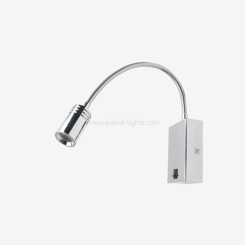 Gooseneck Square Base Hotel Wall Sconce 3W Rotatable Spotlight Wall Lamp