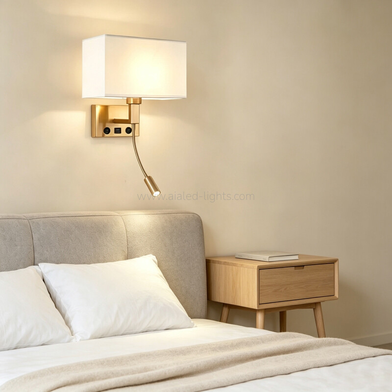 3W Spotlight Flexible Reading Lamp Fabric Shade E27 Wall Light