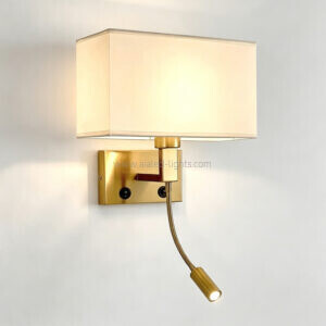 2switches 3w spotlight round fabric shade e27 bedside wall light with type c (复制)