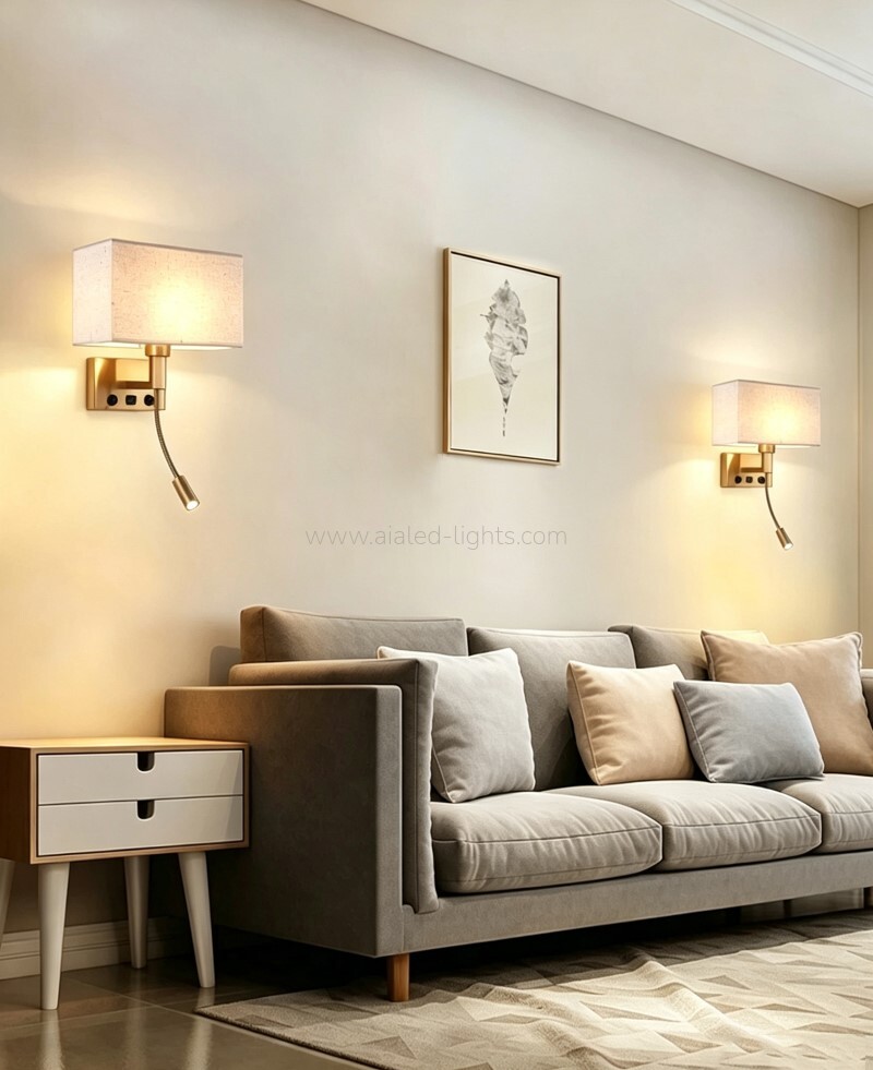 3W Spotlight Flexible Reading Lamp Fabric Shade E27 Wall Light